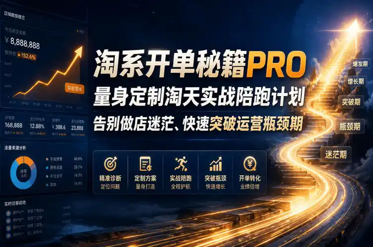 淘系开单秘籍PRO，量身定制淘天实战陪跑计划，告别做店迷茫、快速突破运营瓶颈期(更新260906)-创享网