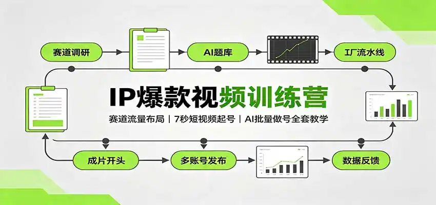 IP爆款视频训练营：赛道流量布局，7秒短视频起号，AI批量做号全套教学-创享网