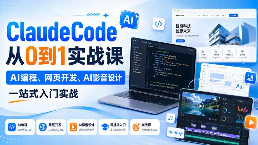 Claude Code从0到1实战课，AI编程、网页开发、AI影音设计一站式入门实战(更新) - 创享网-创享网
