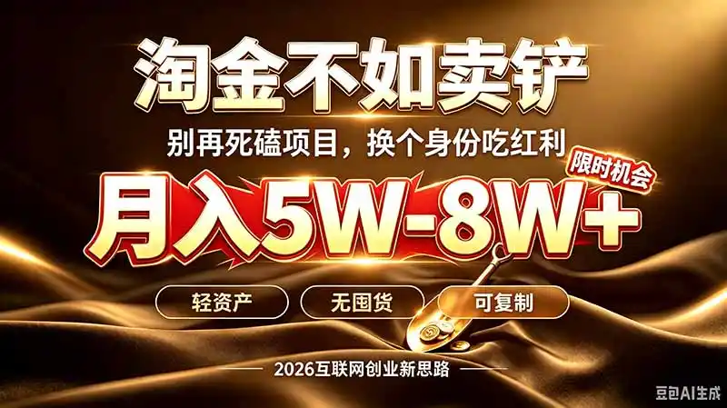 别再傻乎乎埋头跑项目！互联网真正赚钱逻辑：做卖铲人，拒绝当韭菜，逆风翻盘月入5-8W+-创享网