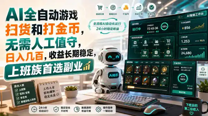 AI全自动游戏皮肤扫货和打金币，日入几百，内部方法大揭秘，0门槛！-创享网