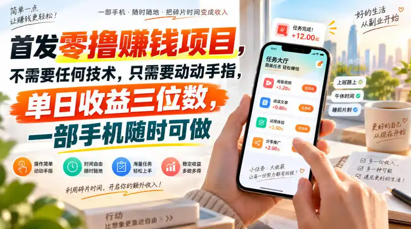 首发零撸賺钱项目，不需要任何技术，只需要动动手指，单日收益三位数，一部手机随时可做【揭秘】-创享网