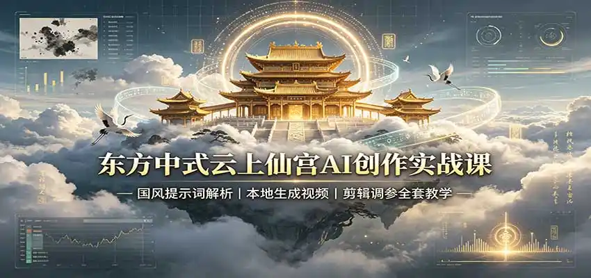 东方中式云上仙宫AI创作实战课：国风提示词解析，本地生成视频，剪辑调参全套教学-创享网