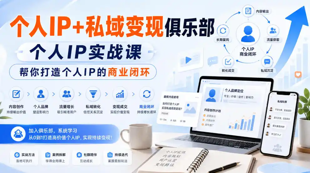 个人IP+私域变现俱乐部，个人IP实战课，帮你打造个人IP的商业闭环-创享网
