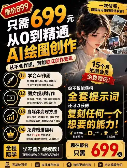 抖音10W粉丝博主的AI绘图教学，从0到精通AI绘图创作，从不会作图到能独立创作变现-创享网