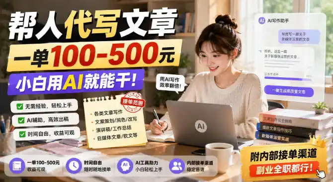 帮人代写文章，一单100-500，小白用AI就能干，附内部接单渠道，副业全职都行【揭秘】 - 创享网-创享网
