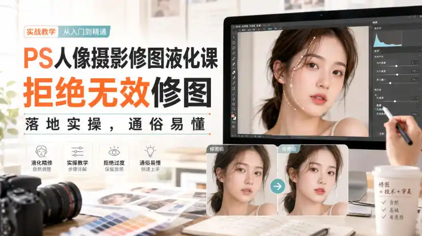 PS人像摄影修图液化课，拒绝无效修图，落地实操，通俗易懂 - 创享网-创享网