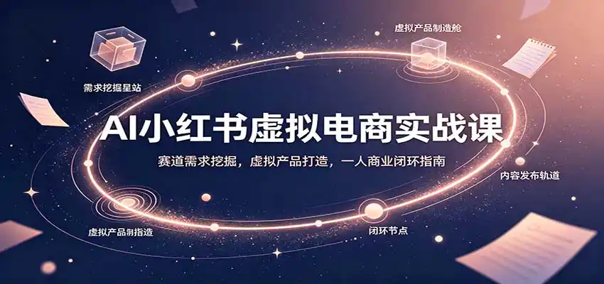 AI小红书虚拟电商实战课：赛道需求挖掘，虚拟产品打造，一人商业闭环指南-创享网