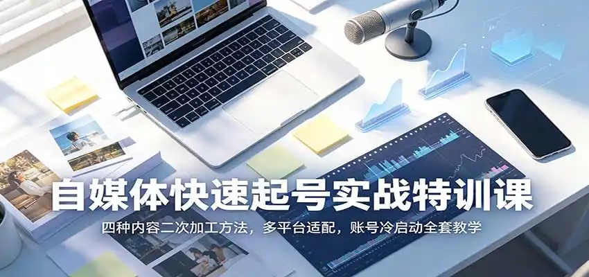 自媒体快速起号实战特训课：四种内容二次加工方法，多平台适配，账号冷启动全套教学-创享网