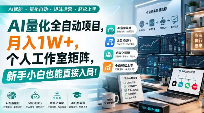 AI量化全自动项目，月入1W+，个人工作室矩阵，新手小白也能直接入局！【揭秘】 - 创享网-创享网
