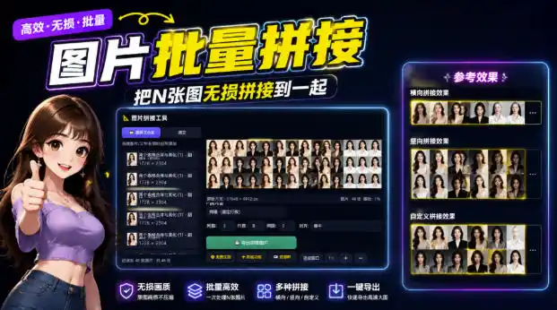图片批量拼接，把N张图无损拼接到一起，支持横向、竖向、自定义等功能-创享网