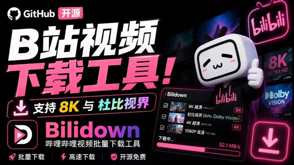 Github开源B站视频下载工具！支持8K与杜比视界的哔哩哔哩视频批量下载工具，简单易用Bilidown-创享网