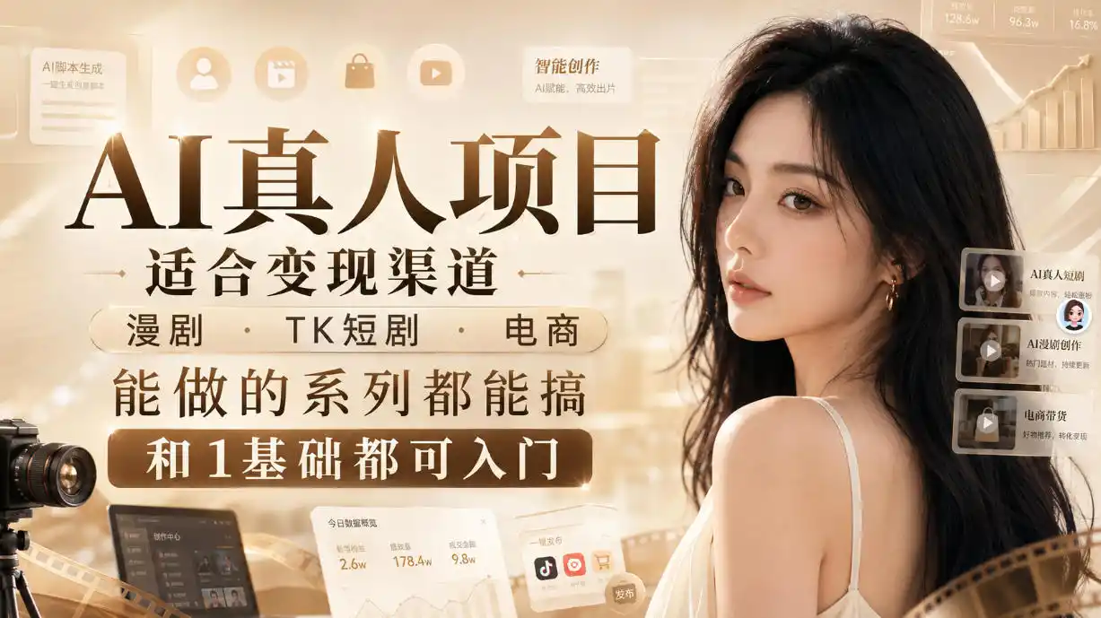 AI真人项目，适合变现渠道，漫剧，TK短剧，电商，能做的系列都能搞，0和1基础都可入门-创享网