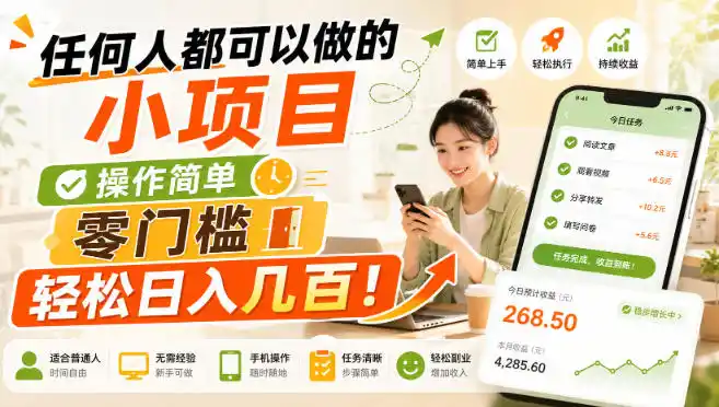任何人都可以做的小项目：操作简单，零门槛轻松日入几百！【揭秘】-创享网