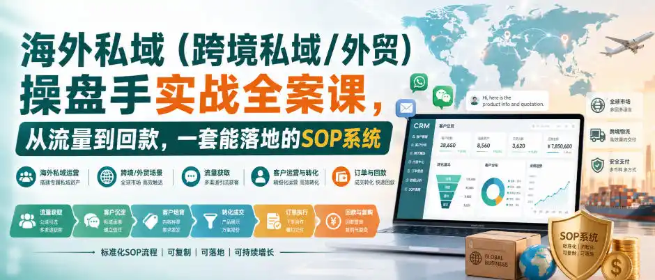 海外私域(跨境私域/外贸)操盘手实战全案课，从流量到回款，一套能落地的SOP系统 - 创享网-创享网