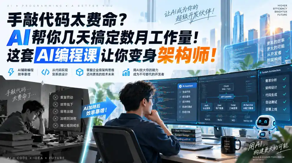 手敲代码太费命？AI帮你几天搞定数月工作量！这套AI编程课让你变身架构师！【原创双语字幕】 - 创享网-创享网