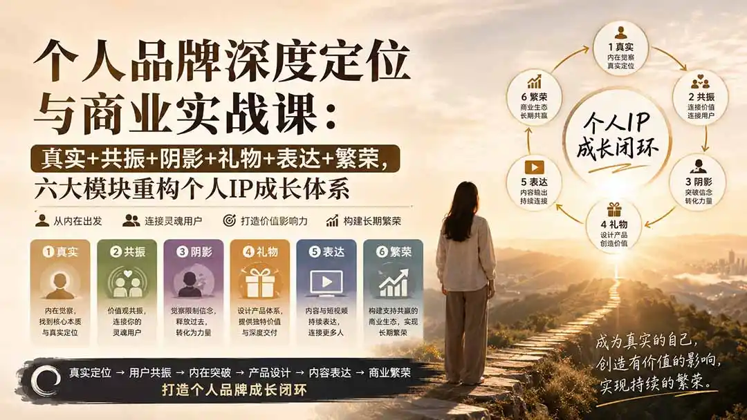 个人品牌深度定位与商业实战课：真实+共振+阴影+礼物+表达+繁荣，六大模块重构个人IP成长体系 - 创享网-创享网