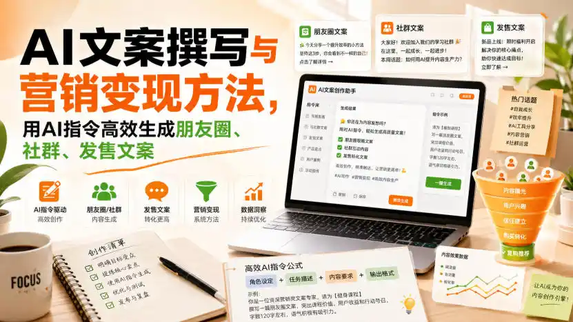 AI文案撰写与营销变现方法，用AI指令高效生成朋友圈、社群、发售文案-创享网