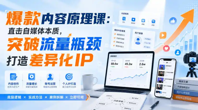爆款内容原理课：直击自媒体本质，突破流量瓶颈打造差异化IP - 创享网-创享网