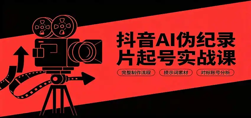 抖音AI伪纪录片起号实战课：完整制作流程，提示词素材，对标账号分析-创享网