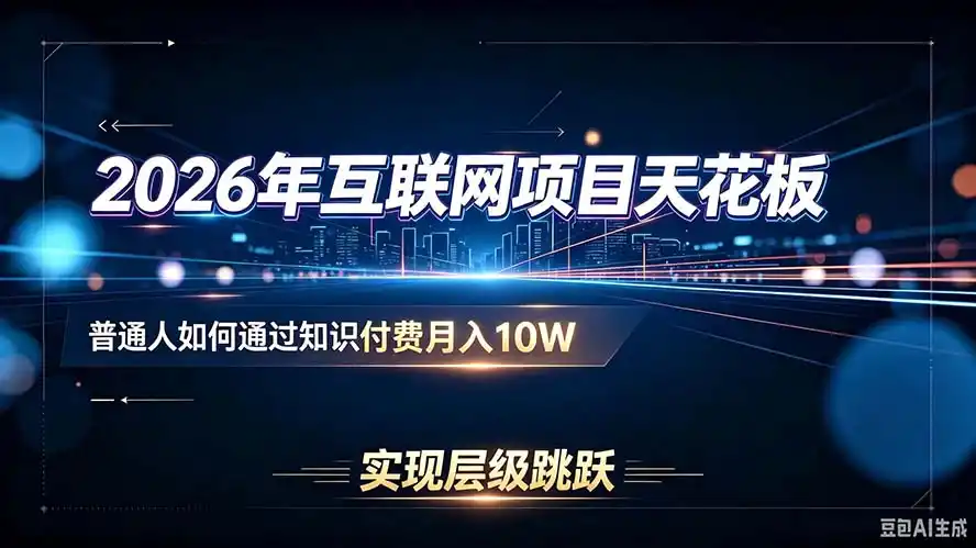 2026年互联网项目天花板：普通人如何通过知识付费月入10W，实现层级跳跃-创享网