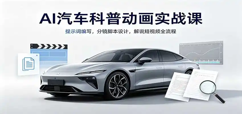 AI汽车科普动画实战课：提示词编写，分镜脚本设计，解说短视频全流程-创享网