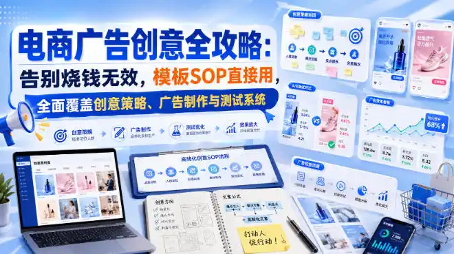 电商广告创意全攻略：告别烧钱无效，模板SOP直接用，全面覆盖创意策略、广告制作与测试系统【原创双语字幕】-创享网