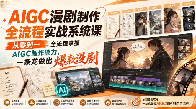 AIGC漫剧制作全流程实战系统课，从零到一全流程掌握AIGC制作能力，一条龙做出爆款漫剧-创享网