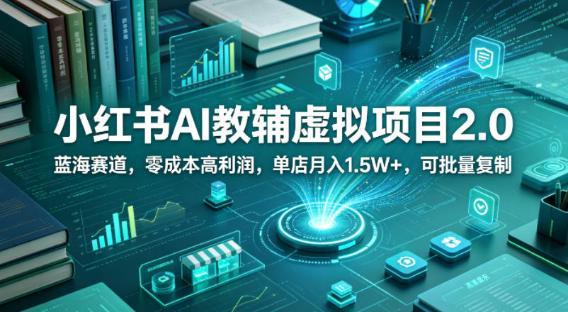 小红书AI教辅虚拟项目2.0，蓝海赛道，零成本高利润，单店月入1.5W+，可批量复制-创享网