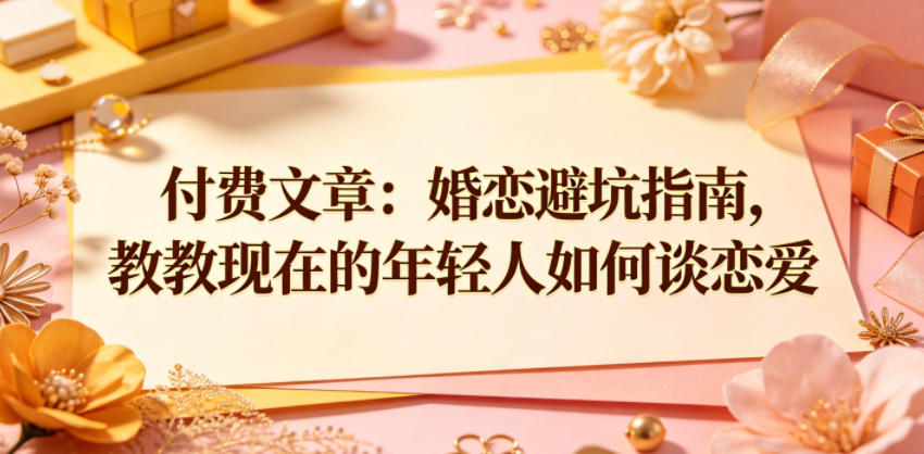 付费文章：婚恋避坑指南，教教现在的年轻人如何谈恋爱-创享网