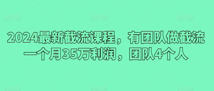 2024最新截流课程，有团队做截流一个月35万利润，团队4个人 - 创享网-创享网
