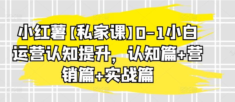 小红薯【私家课】0-1小白运营认知提升，认知篇+营销篇+实战篇 - 创享网-创享网