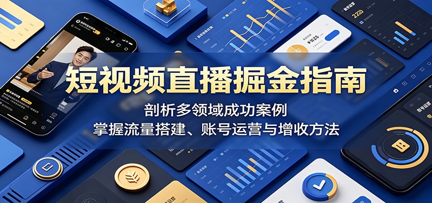 短视频直播掘金指南：剖析多领域成功案例，掌握流量搭建、账号运营与增收方法-创享网