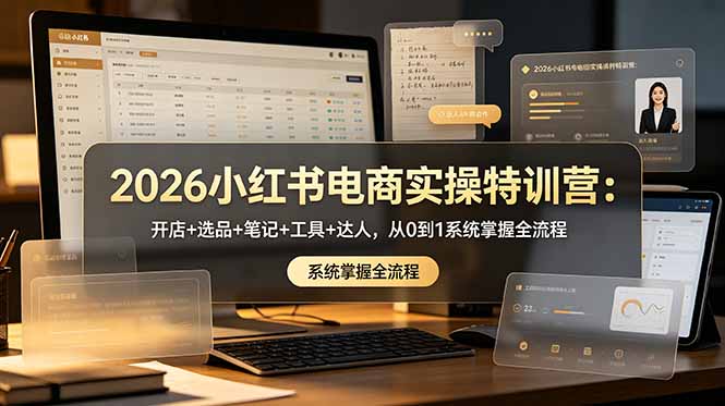 2026小红书电商实操特训营：开店+选品+笔记+工具+达人，从0到1系统掌握全流程 - 创享网-创享网