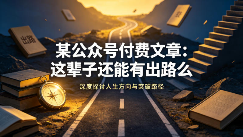 某公众号付费文章：这辈子还能有出路么-创享网