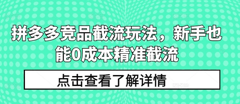 拼多多竞品截流玩法，新手也能0成本精准截流 - 创享网-创享网