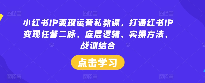 小红书IP变现运营私教课，打通红书IP变现任督二脉，底层逻辑、实操方法、战训结合 - 创享网-创享网