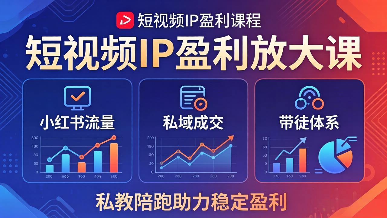 短视频IP盈利放大课：小红书流量+私域成交+带徒体系，私教陪跑助力稳定盈利-创享网