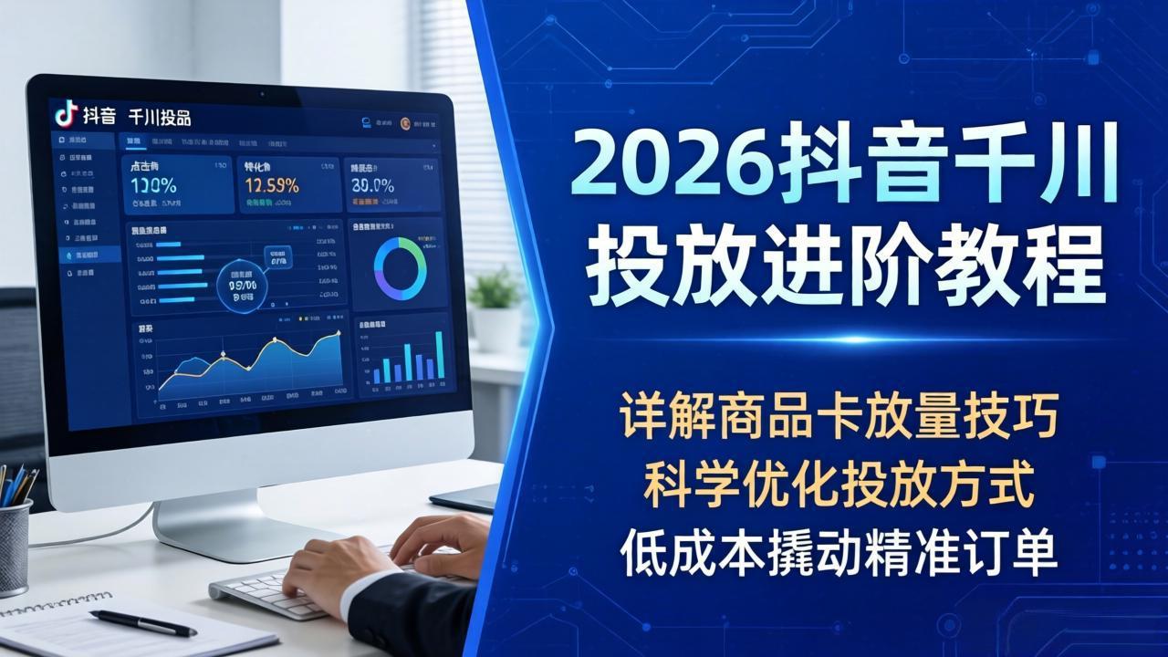 2026抖音千川投放进阶教程，详解商品卡放量技巧，科学优化投放方式，低成本撬动精准订单-创享网