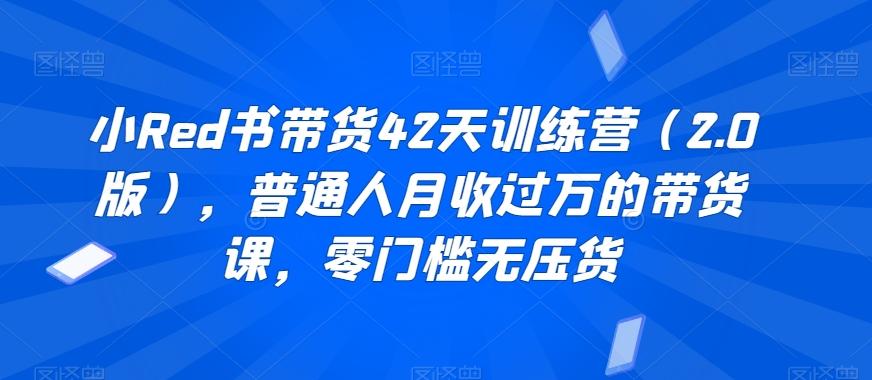 小Red书带货42天训练营(2.0版)，普通人月收过万的带货课，零门槛无压货 - 创享网-创享网