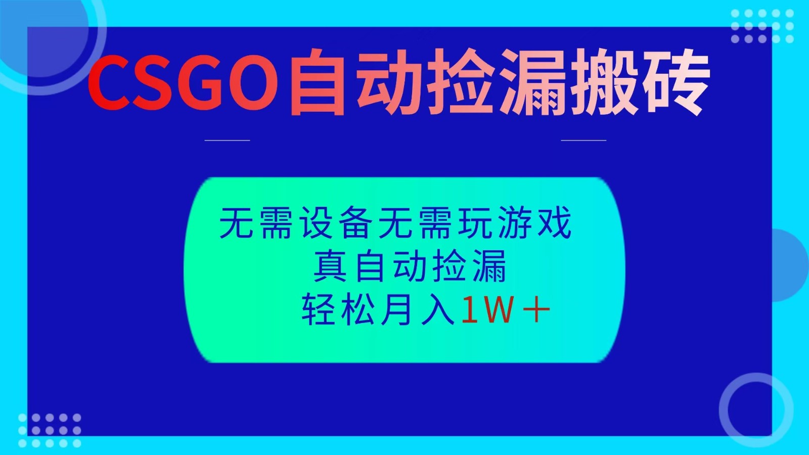 CSGO自动捡漏搬砖,当天操作当天见结果,无需了解游戏,包教包会包落地-创享网
