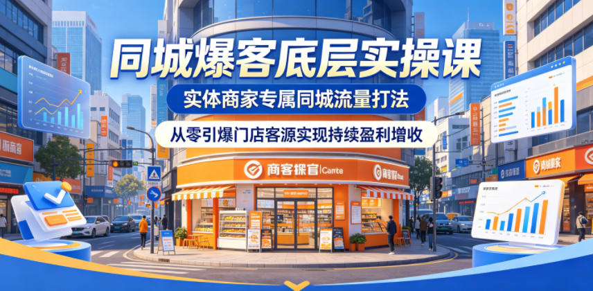同城爆客底层实操课，实体商家专属同城流量打法，从零引爆门店客源实现持续盈利增收-创享网