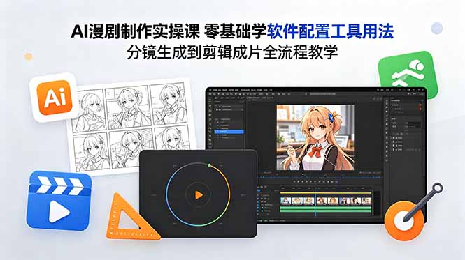 AI漫剧制作实操课 零基础学软件配置工具用法 分镜生成到剪辑成片全流程教学-创享网