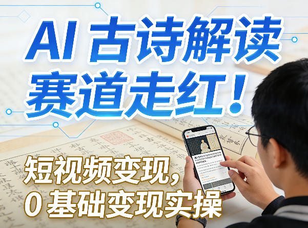 AI古诗解读赛道走红！短视频变现，0基础变现实操-创享网