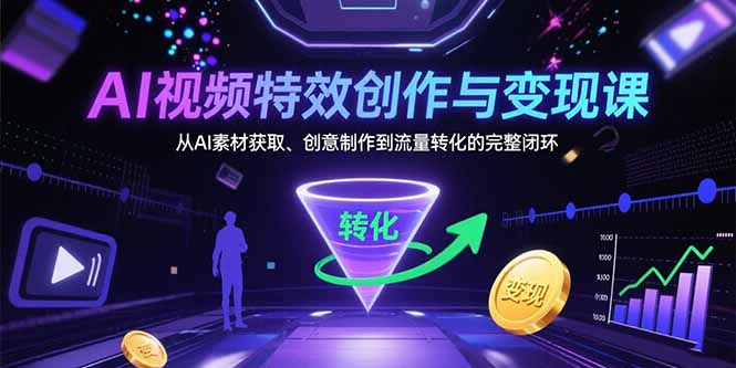 AI视频特效创作与变现课：从AI素材获取、创意制作到流量转化的完整闭环 - 创享网-创享网