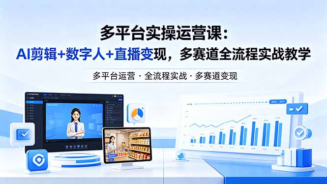 某团队多平台实操运营课-更新26年4月29：AI剪辑+数字人+直播变现，多赛道全流程实战教学 - 创享网-创享网