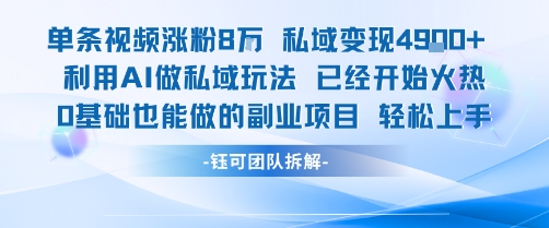 单条视频私域变现4.9k+利用AI做私域玩法 已经开始火热0基础也能做的副业项目轻松上手 - 创享网-创享网