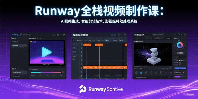 Runway全栈视频制作课：AI视频生成，智能剪辑技术，影视级特效处理系统 - 创享网-创享网