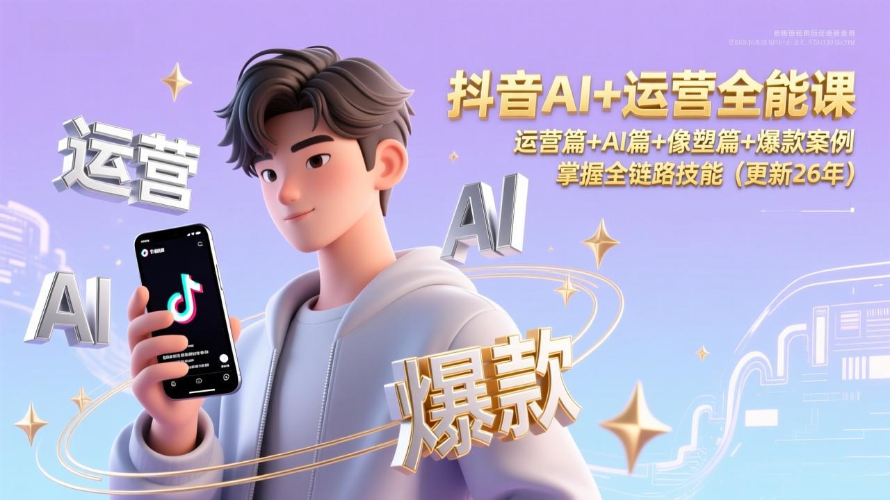 抖音AI+运营全能课，运营篇+AI篇+像塑篇+爆款案例，掌握全链路技能(更新26年-创享网