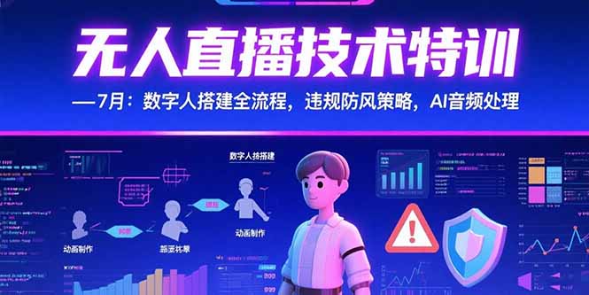 无人直播技术特训-7月：数字人搭建全流程，违规防风策略，AI音频处理 - 创享网-创享网